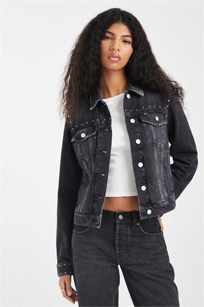 Джинсовая куртка-тракер с заклепками артикул 149000388