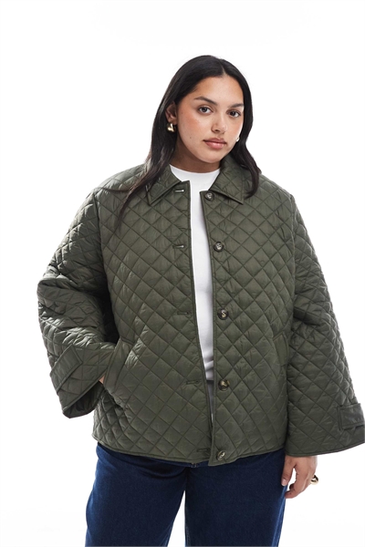 Стеганая куртка с пуговицами глубокого хаки артикул 148518911