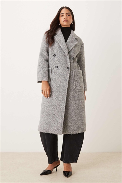 Двубортное пальто длинного кроя серого цвета артикул 148829430