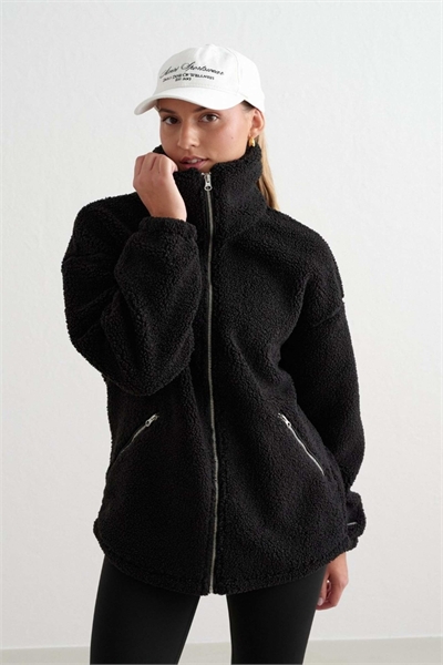 Черная куртка Teddy borg с воротником-воронкой и застежкой-молнией, черного цвета - BLACK - BLACK артикул 143385718