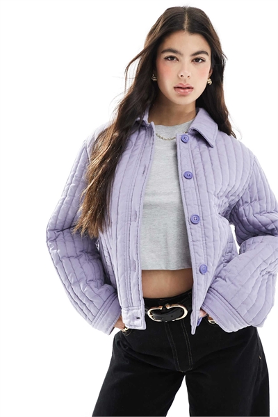 Стиранная стеганая куртка-рубашка артикул 140074548