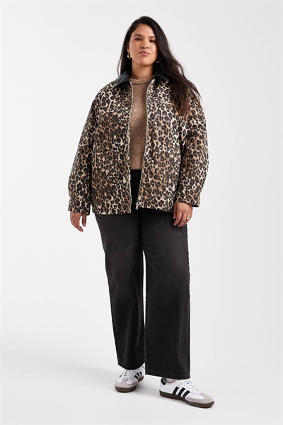 Стеганая куртка из канваса с воротником из искусственной кожи с животным принтом артикул 148035941
