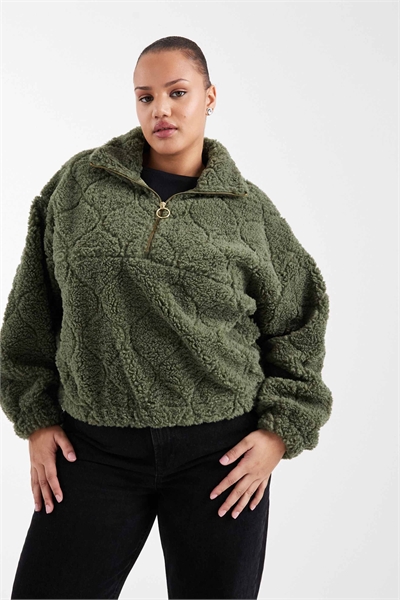 Флисовая кофта Teddy boxy темно-зеленого цвета артикул 151055609