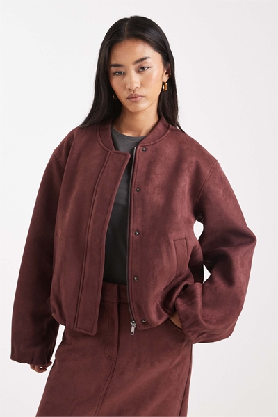 Сверхмягкая искусственная замша, бомбер с застежкой-молнией, комплект бордового цвета артикул 149078618