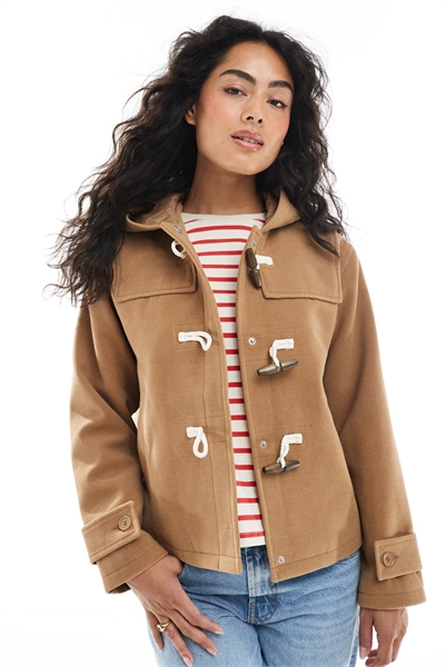 Дуффл-коат из искусственной шерсти с капюшоном и застежкой-тоггл спереди артикул 150079561