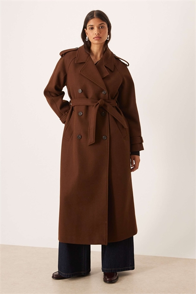 Тренч из шерсти тяжелого веса шоколадно-коричневого цвета артикул 150938475