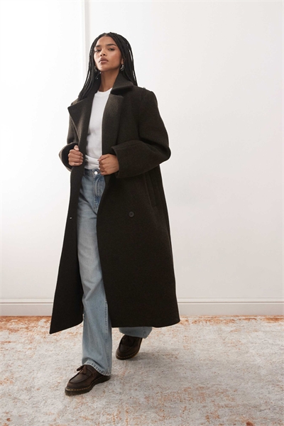 Двубортное пальто из смешанной шерсти премиум-класса артикул 151054164