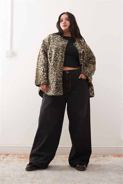 Увеличенная куртка-тедди без воротника артикул 151744719