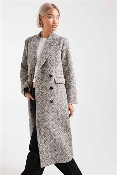 Двубортное формальное пальто в серую клетку артикул 150504527