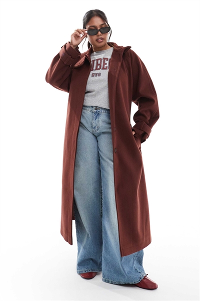 ASOS DESIGN — длинный торжественный тренч с воротником-воронкой для полных артикул 142116320