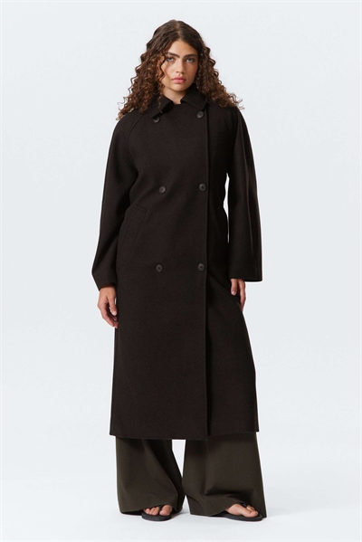 Пальто оверсайз из смешанной шерсти Kia с завязками на талии артикул 150042938