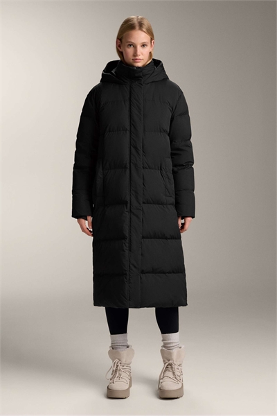 Длинная куртка с 100% пуховой подкладкой, черного цвета артикул 154262463