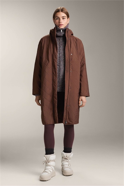 Длинная водоотталкивающая куртка с утеплителем из аэрогеля fellex® коричневого цвета артикул 154232544