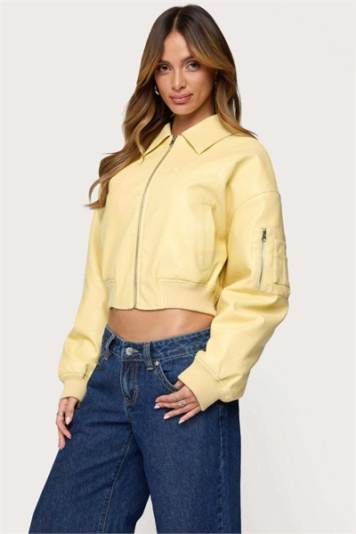 Короткая бомбер-куртка Zayna из искусственной кожи артикул 155848518