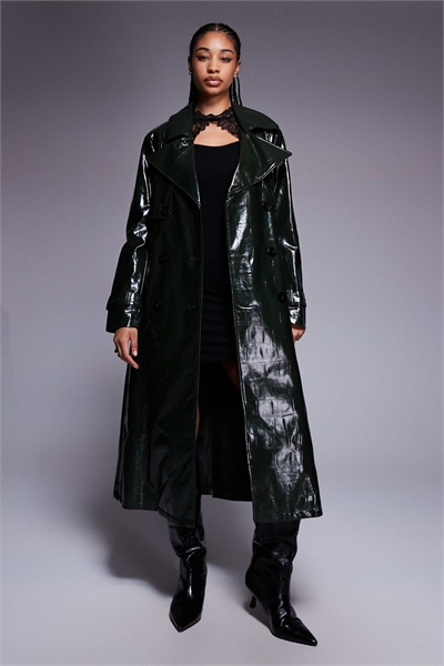 Тренч из искусственной кожи под крокодил артикул 151672804