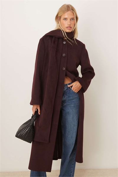 Пальто с воротником-шарфом артикул 148891714