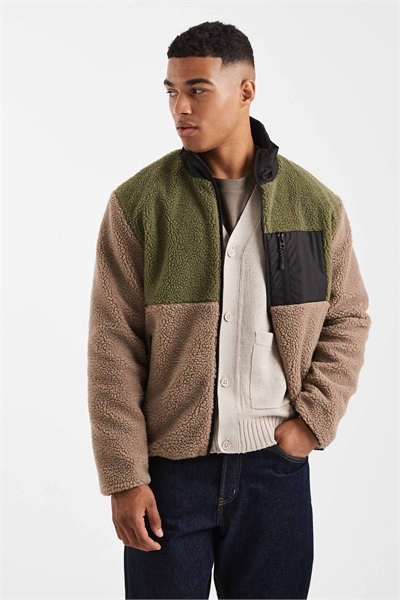 Флисовая кофта с застежкой-молнией и цветовыми вставками артикул 150362970