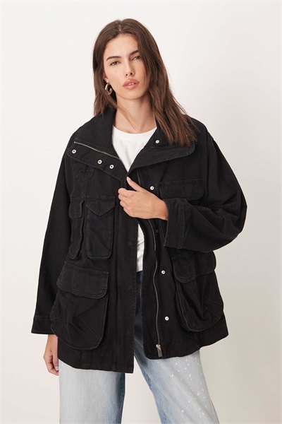 Куртка удлиненного кроя из 100% хлопка с карманами артикул 150175907