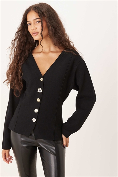 Компактная вязаная куртка с яркими пуговицами артикул 150177813