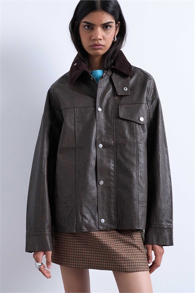 Куртка с воротником из искусственной кожи артикул 140413954