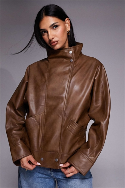 Бомбер с воротником-воронкой и эффектом потертости артикул 154689718