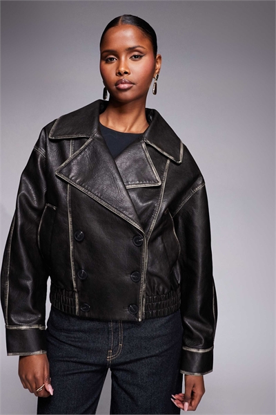 Укороченный тренч из искусственной кожи артикул 154504732