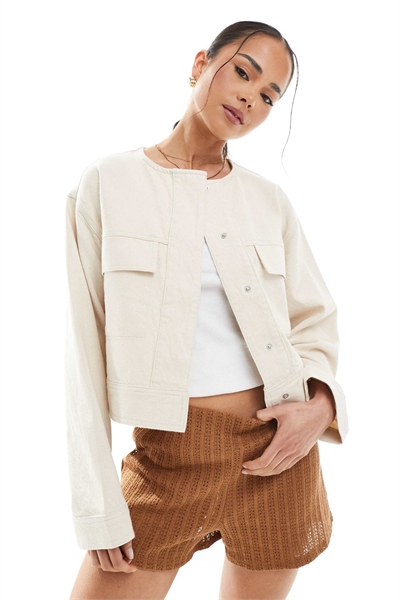 Куртка из твила без воротника артикул 138684802