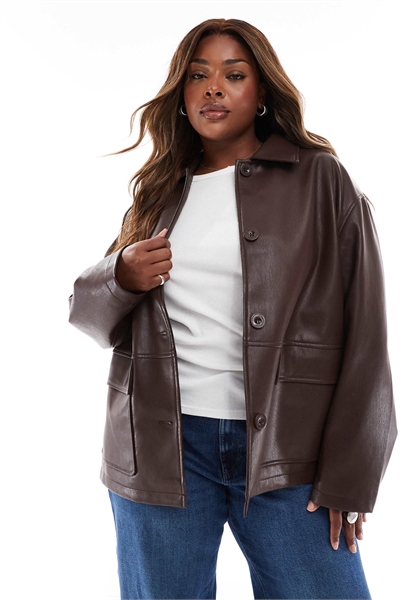 Куртка-харрингтон из искусственной кожи ASOS DESIGN Curve артикул 142043004