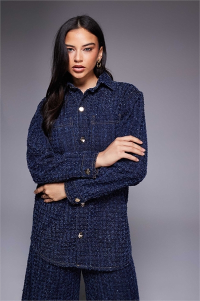 Джинсовая куртка-шакет с застежкой артикул 152191602