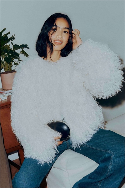 Короткая куртка из искусственного меха без воротника артикул 152002130