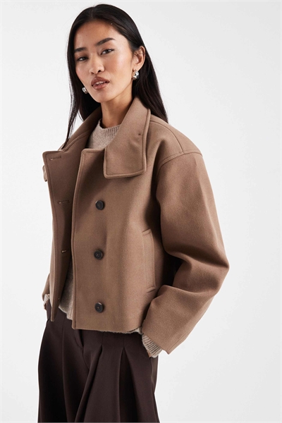 Пальто с воротником-воронкой на пуговицах артикул 151341211