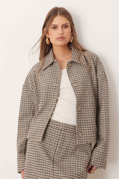 Комплект из блейзера и брюк с текстурированным узором «гусиная лапка» из шерсти, коричневого цвета артикул 150938563