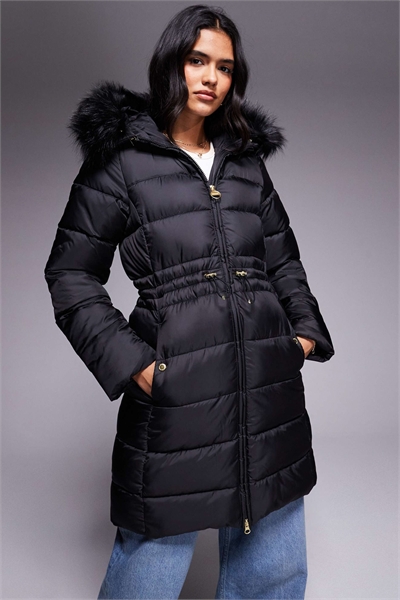 Пуховик «Анастасия» с капюшоном из искусственного меха артикул 149963415