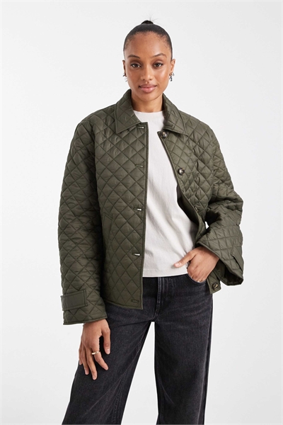 Стеганая куртка с пуговицами глубокого хаки артикул 148518910