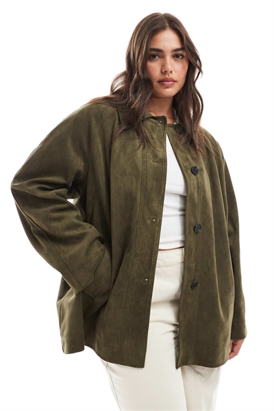 Пальто-кардиган из искусственной замши ASOS DESIGN Curve артикул 142512715