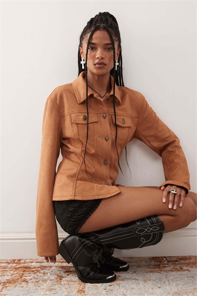 Куртка Rider из искусственной замши с затягивающимся поясом на талии, цвет: коричневый артикул 143724284