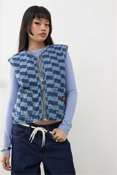 Джинсовый жилет с логотипом и застежкой-молнией артикул 141529262