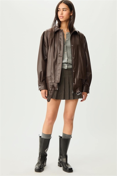 Оверсайз-куртка из искусственной кожи коричневого цвета артикул 151998369