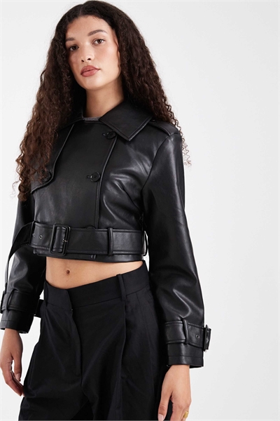 Короткая куртка из искусственной кожи Wednesdays Girl черного цвета артикул 152903980