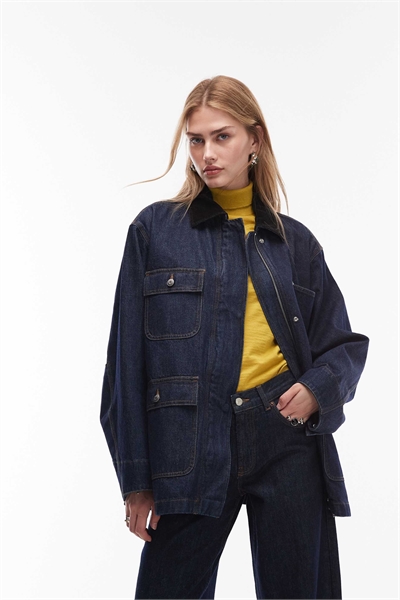 Джинсовая рабочая куртка-барн свободного кроя артикул 149244985