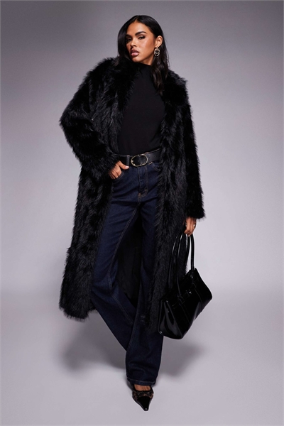 Длинное пальто из искусственного меха с воротником «End of Beginning» артикул 149073198