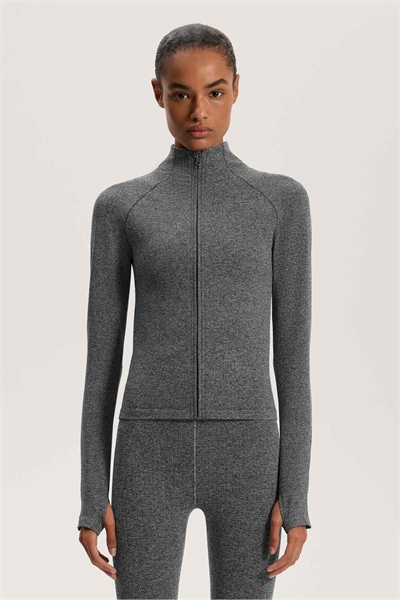 Легкая теплая бесшовная техническая куртка темно-серого меланжевого цвета артикул 153609088