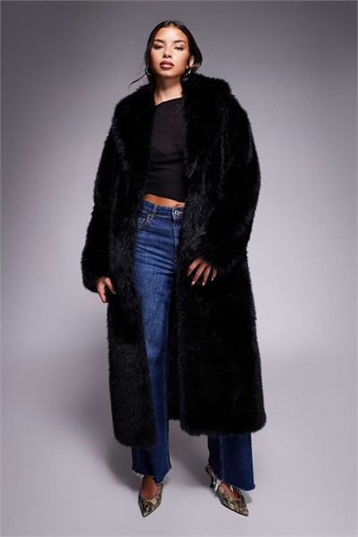 Оверсайз-куртка с воротником из искусственного меха черного цвета артикул 148297968
