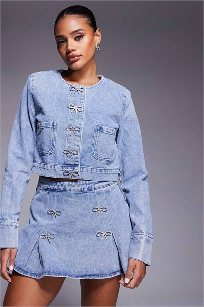 Джинсовая куртка с бантиком co-ord артикул 147260276