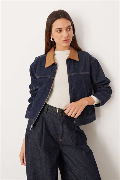 Рабочая куртка с контрастным воротником из денима артикул 149142457