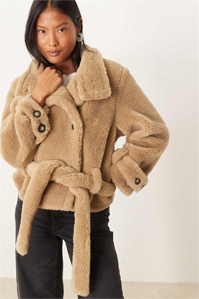 ASOS DESIGN Petite укороченный тренч из шерсти овсяного цвета артикул 142042997