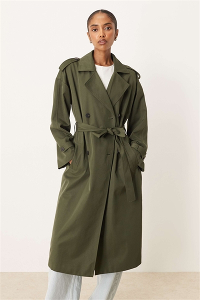 Двубортный тренч премиум-класса темно-зеленого цвета артикул 148080199