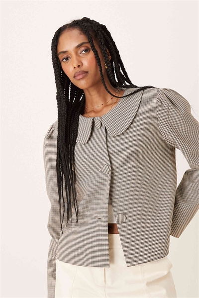 Пальто в стиле крестьянской рубашки из коричневой ткани в клетку артикул 148922589