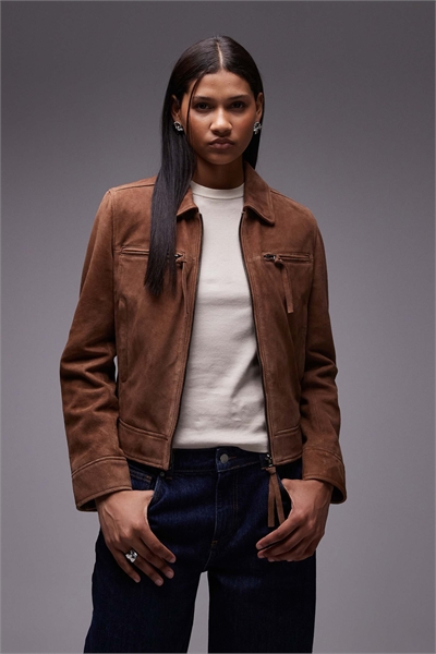 Облегающая кожаная куртка в стиле мотоциклиста на молнии артикул 147554704