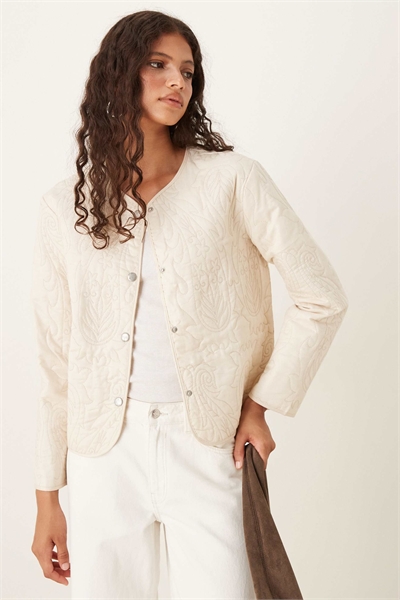 Легкая вышитая куртка бежевого цвета артикул 141795817